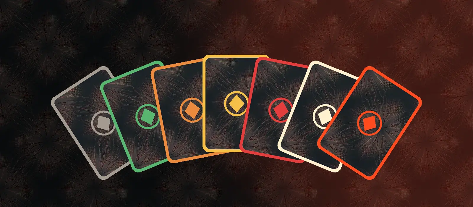 Fan of card frames in this site rarity colors from Common to Broken (decorative graphic made by this site)