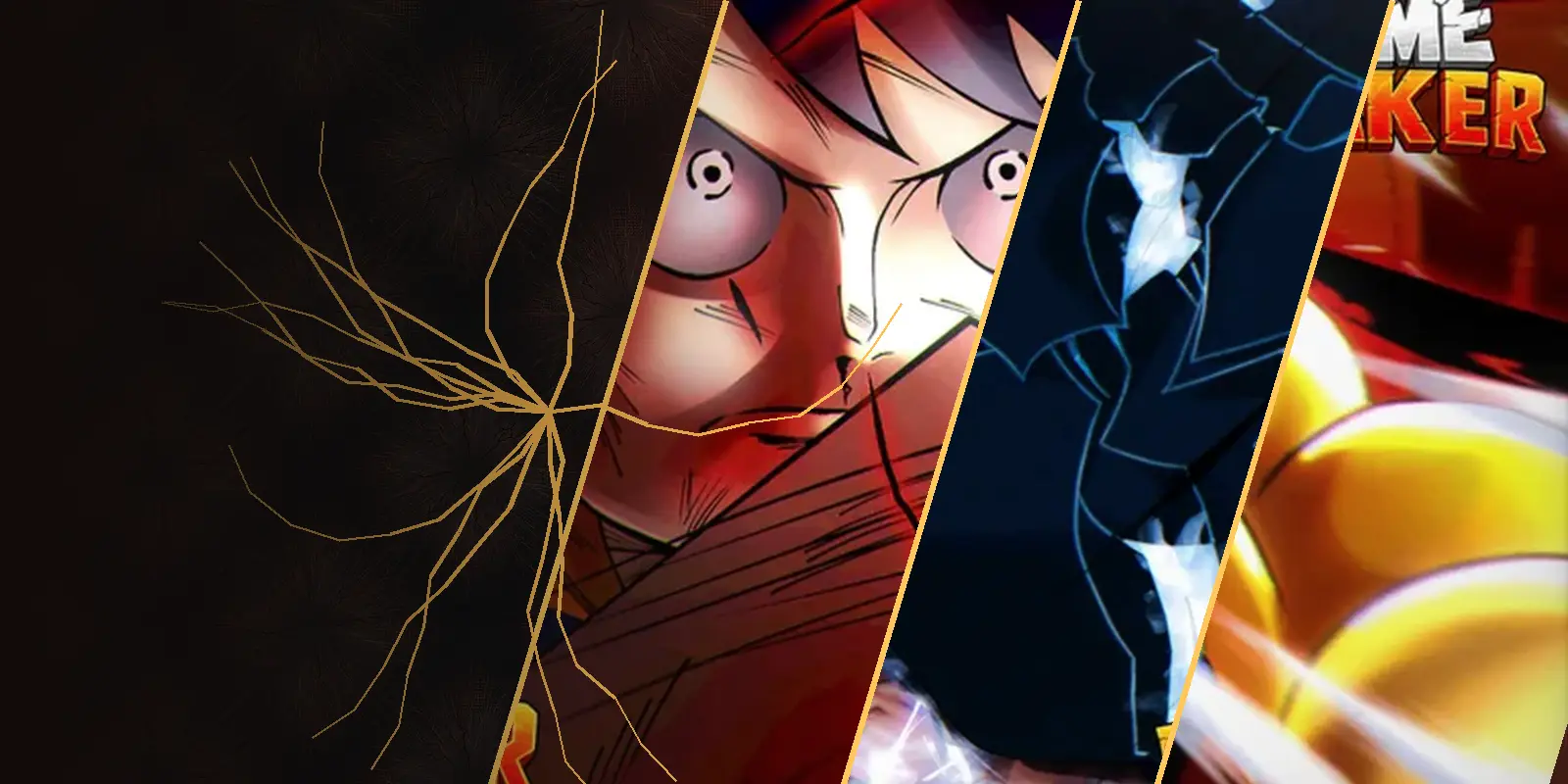 Collage made from official Anime Breaker Roblox thumbnails with a cracked-wall effect (decorative, edited by this site)