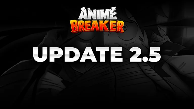 Official UPDATE 2.5 event banner for Anime Breaker from the Roblox events page